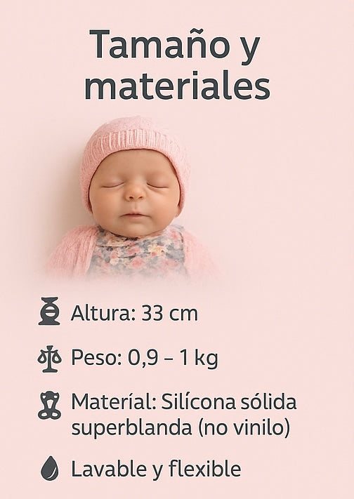 Bebé Reborn Luna – Silicona Completa 33 cm